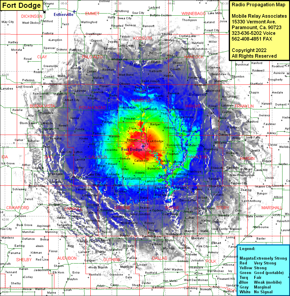 heat map radio coverage Fort Dodge